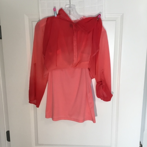 Covington Ladies Gradient Color Change Blouse Comes With Camisole Coral Size L - Picture 3 of 7